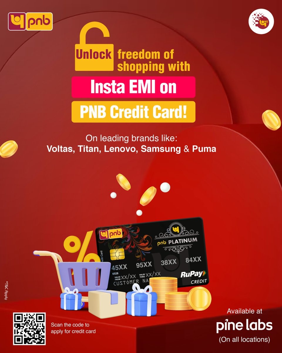 Offers Insta EMI on PNB Credit Card